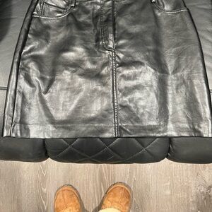 Fake black leather skirt